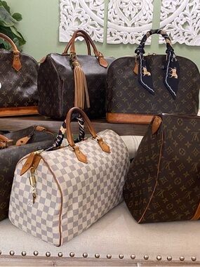 Original Louis Vuitton  Damier Azur&canvas monogram speedy, Alma, tote,luggage.